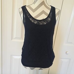 Lauren Ralph Lauren Elegant Navy Lace Women's Tank Top Size S